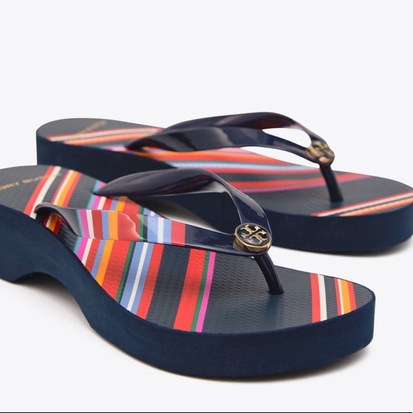 Tory Burch Printed Carved-Wedge Flip-Flop - Picture 2 of 7